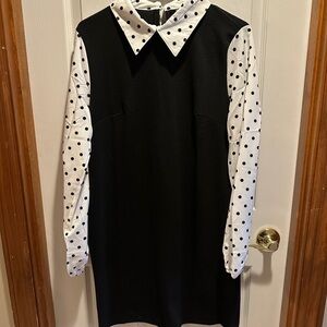 Black Dress with Polka Dot Sleeves